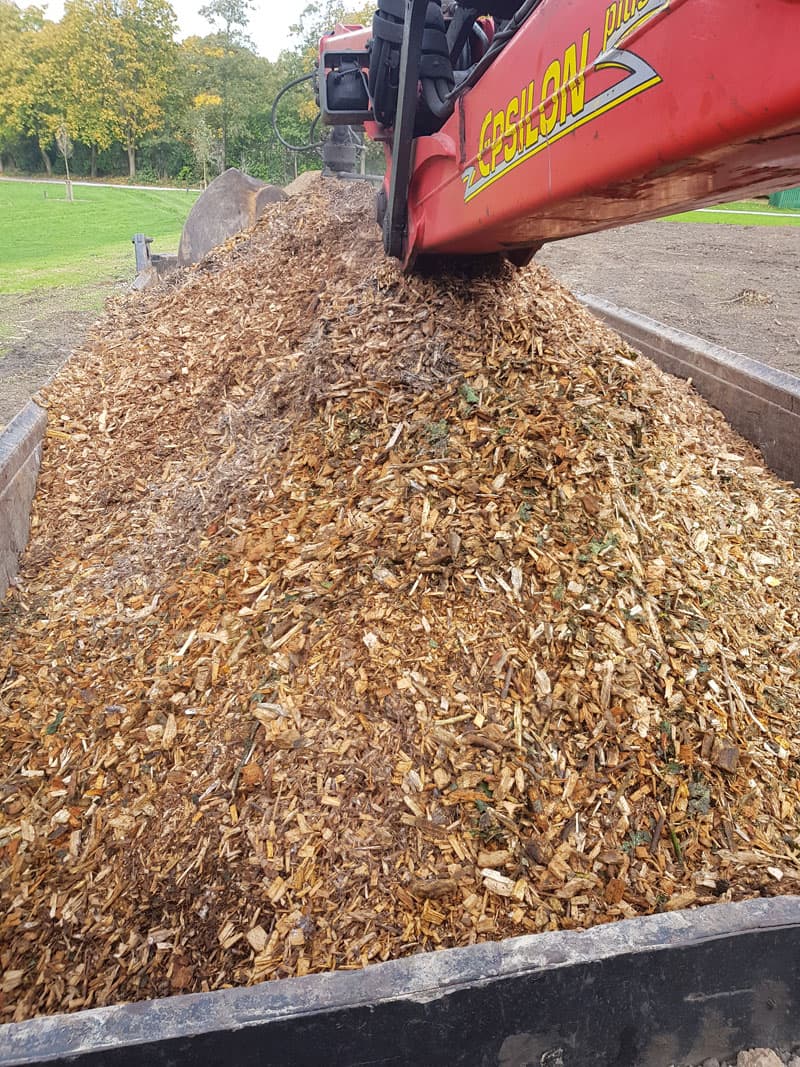 Removing wood chip from a job